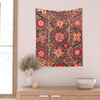 Kermina Suzani Uzbekistan Floral Embroidery Print Wall Tapestry Gallery Image 2