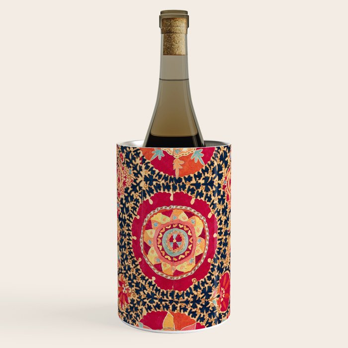 Kermina Suzani Uzbekistan Floral Embroidery Print Wine Chiller Gallery Image 1