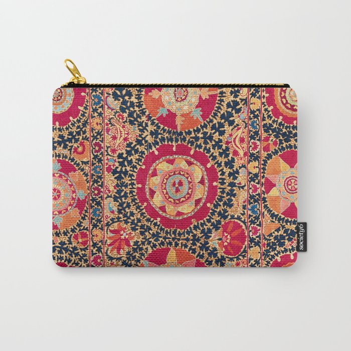 Kermina Suzani Uzbekistan Floral Embroidery Print Carry All Pouch Gallery Image 1