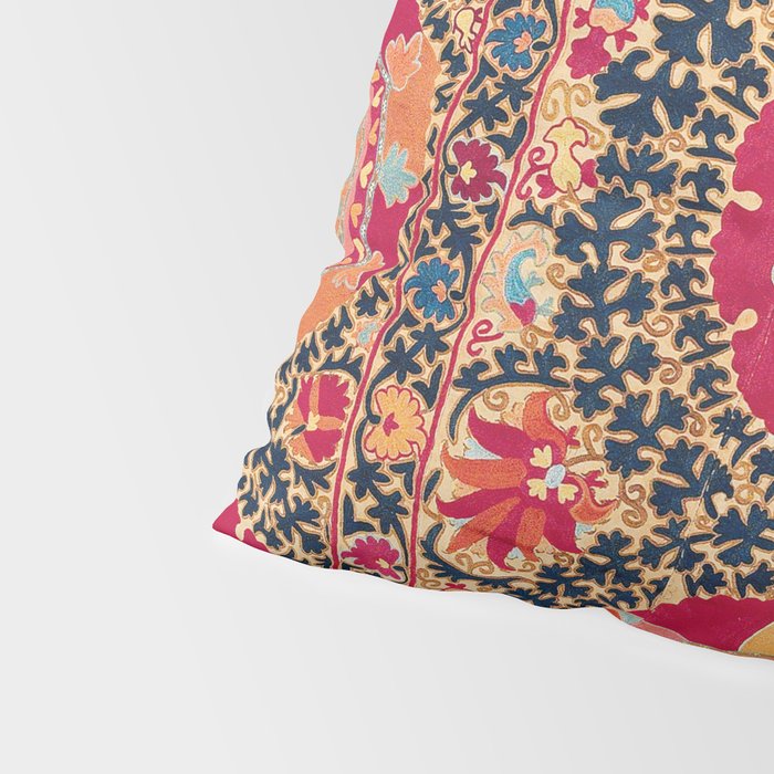 Kermina Suzani Uzbekistan Floral Embroidery Print Pillow Sham Gallery Image 4