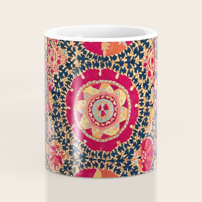 Kermina Suzani Uzbekistan Floral Embroidery Print Coffee Mug Gallery Image 4