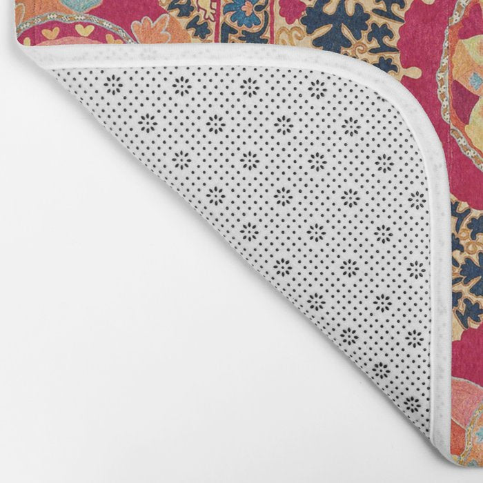 Kermina Suzani Uzbekistan Floral Embroidery Print Bath Mat Gallery Image 2