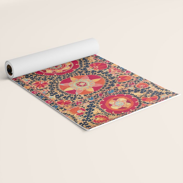 Kermina Suzani Uzbekistan Floral Embroidery Print Yoga Mat Gallery Image 2