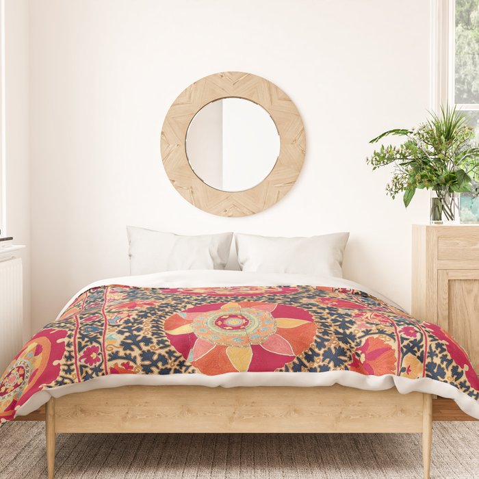 Kermina Suzani Uzbekistan Floral Embroidery Print Duvet Cover Gallery Image 3