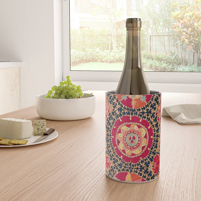 Kermina Suzani Uzbekistan Floral Embroidery Print Wine Chiller Gallery Image 4