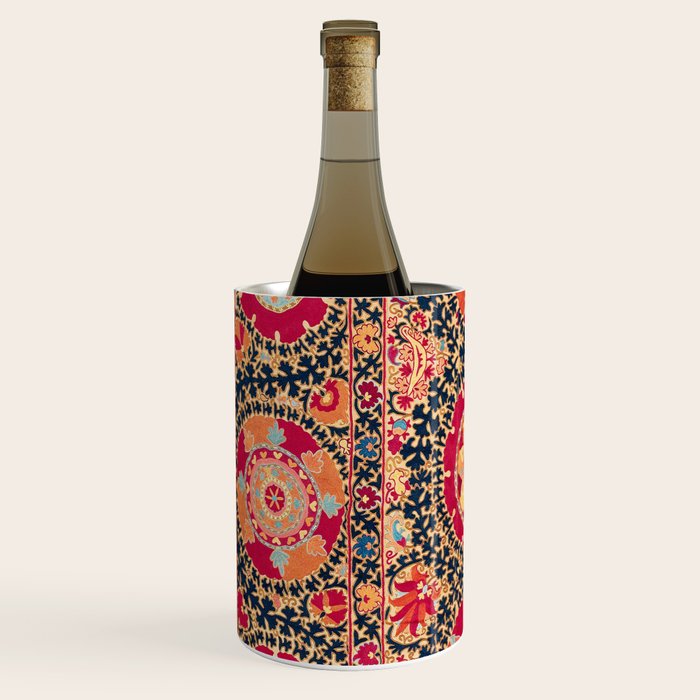 Kermina Suzani Uzbekistan Floral Embroidery Print Wine Chiller Gallery Image 2