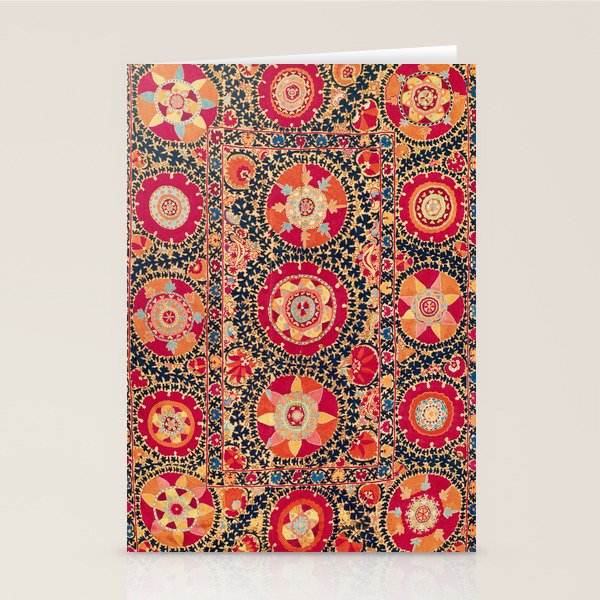 Kermina Suzani Uzbekistan Floral Embroidery Print Stationery Card Gallery Image 1