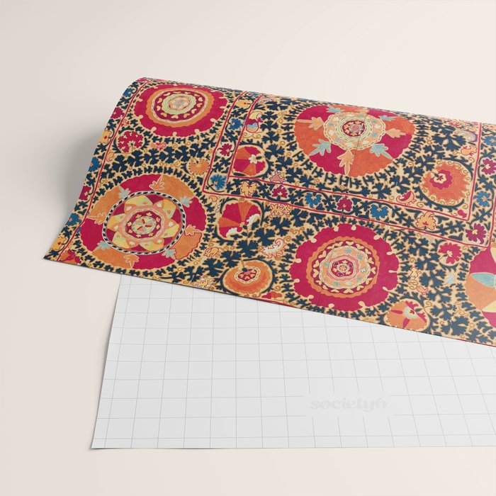 Kermina Suzani Uzbekistan Floral Embroidery Print Wrapping Paper Gallery Image 2