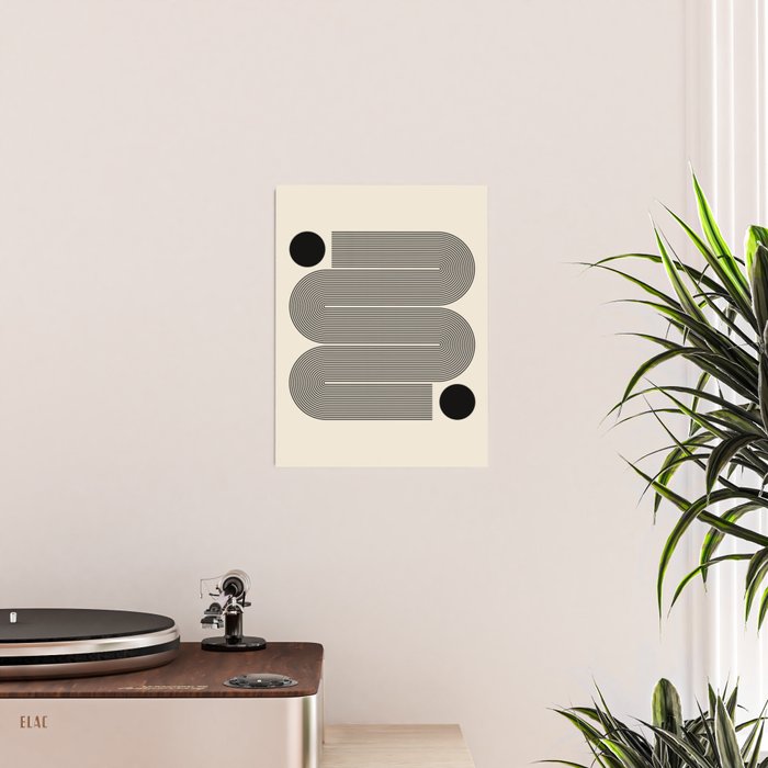 Abstraction_LINE_BLACK_DOT_VISUAL_ART_Minimlism_001A Poster Gallery Image 2