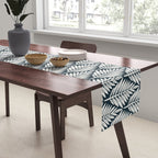 Linocut Palm Leaves . Navy Table Runner Gallery Image 2