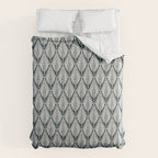 Linocut Palm Leaves . Navy Duvet Cover Gallery Image 6