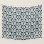Linocut Palm Leaves . Navy Wall Tapestry Gallery Image 4