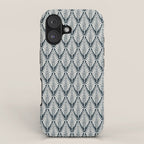 Linocut Palm Leaves . Navy iPhone Case Gallery Image 1