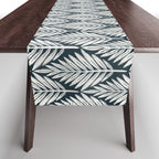 Linocut Palm Leaves . Navy Table Runner Gallery Image 1