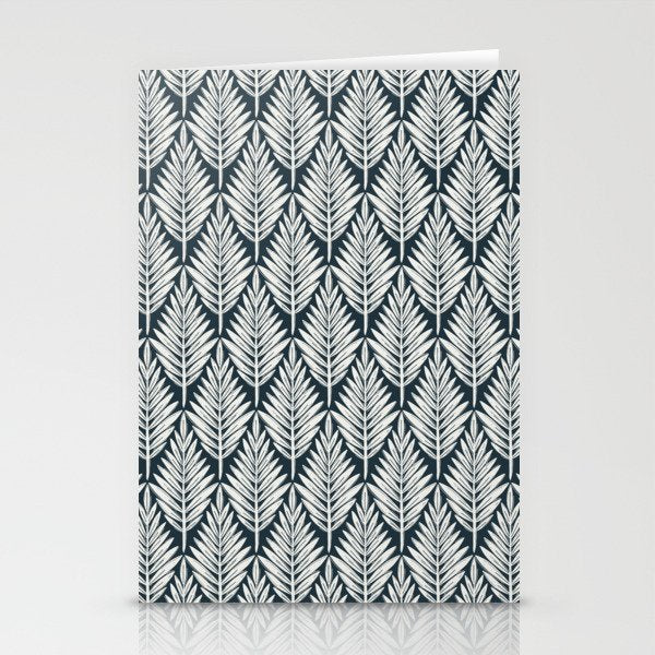 Linocut Palm Leaves . Navy Stationery Card Gallery Image 2