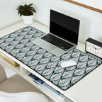 Linocut Palm Leaves . Navy Desk Mat Gallery Image 2