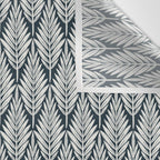 Linocut Palm Leaves . Navy Wall Tapestry Gallery Image 3