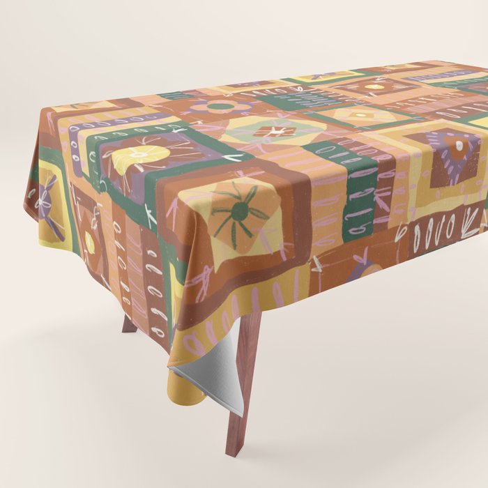 Brown Crochet Patchwork Tablecloth Gallery Image 1