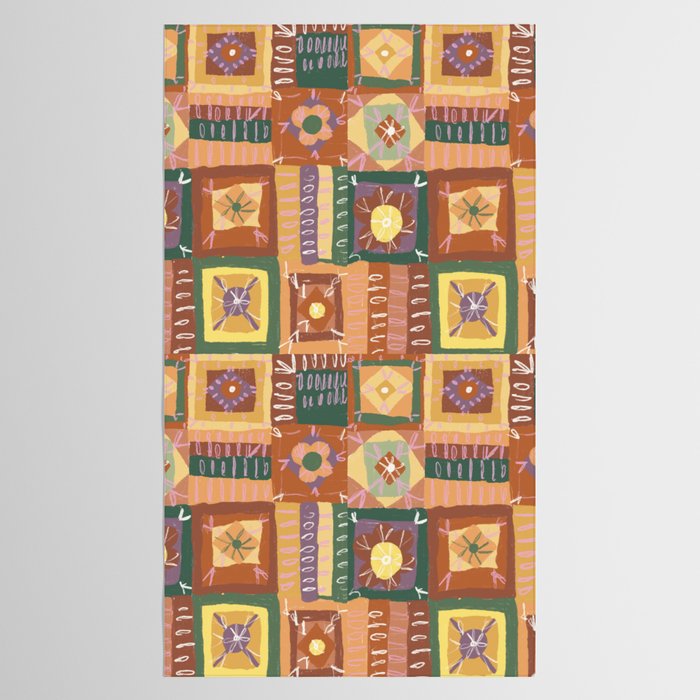 Brown Crochet Patchwork Tablecloth Gallery Image 2