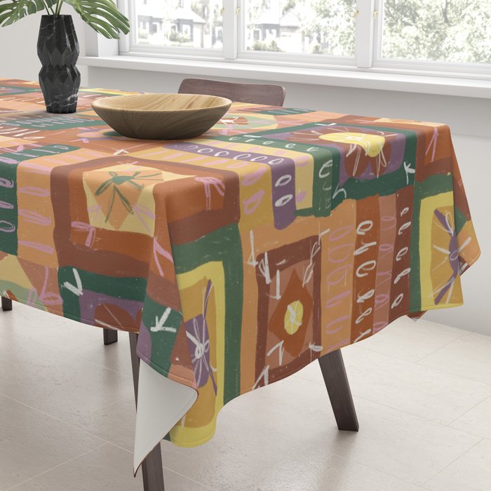 Brown Crochet Patchwork Tablecloth Gallery Image 3