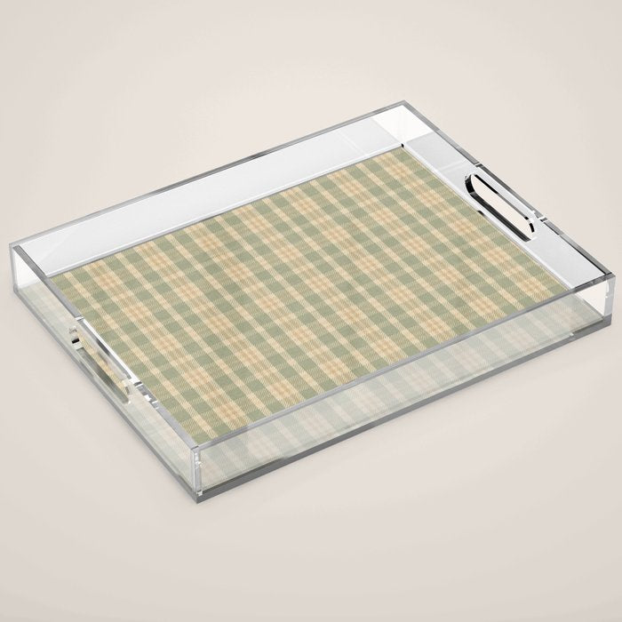 North Country Plaid - sage and light gold Acrylic Tray Gallery Image 1