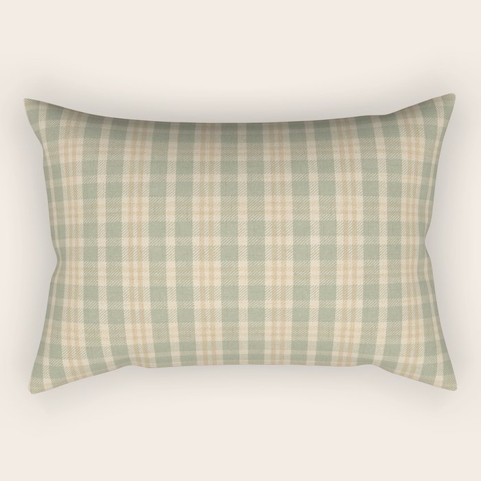 North Country Plaid - sage and light gold Rectangular Pillow Gallery Image 2