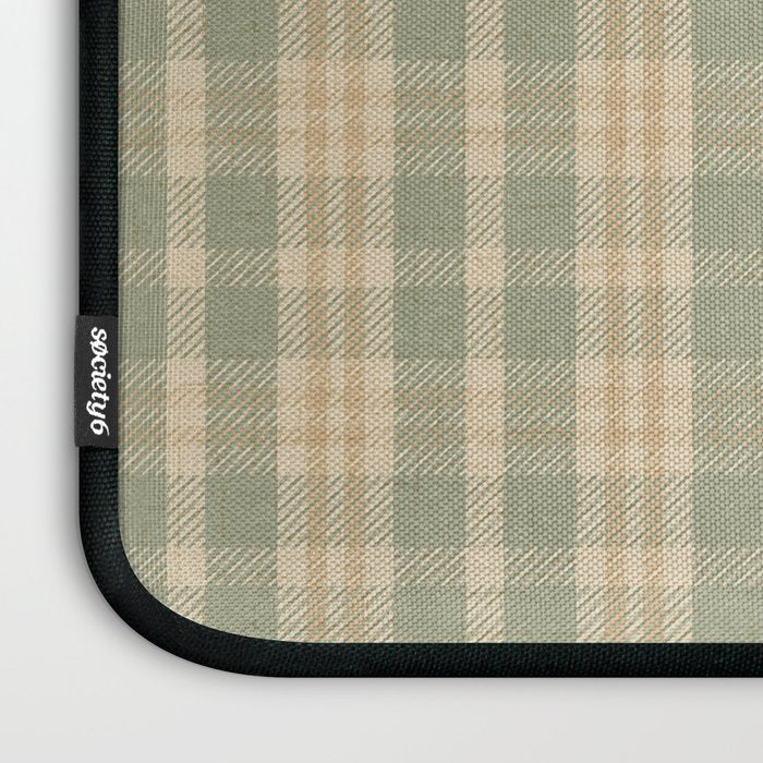 North Country Plaid - sage and light gold Laptop Sleeve Gallery Image 3