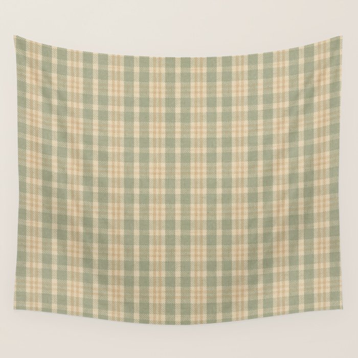 North Country Plaid - sage and light gold Wall Tapestry Gallery Image 4