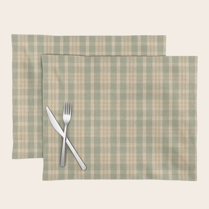 North Country Plaid - sage and light gold Placemat Gallery Image 1