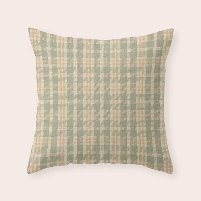 North Country Plaid - sage and light gold Throw Pillow Gallery Image 3
