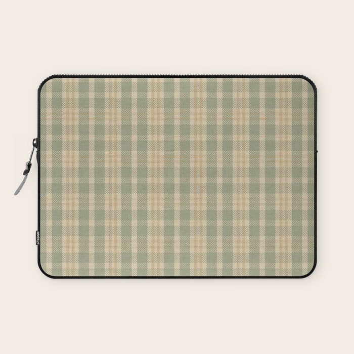 North Country Plaid - sage and light gold Laptop Sleeve Gallery Image 1