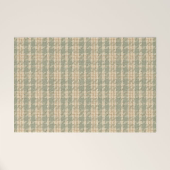 North Country Plaid - sage and light gold Welcome Mat Gallery Image 1