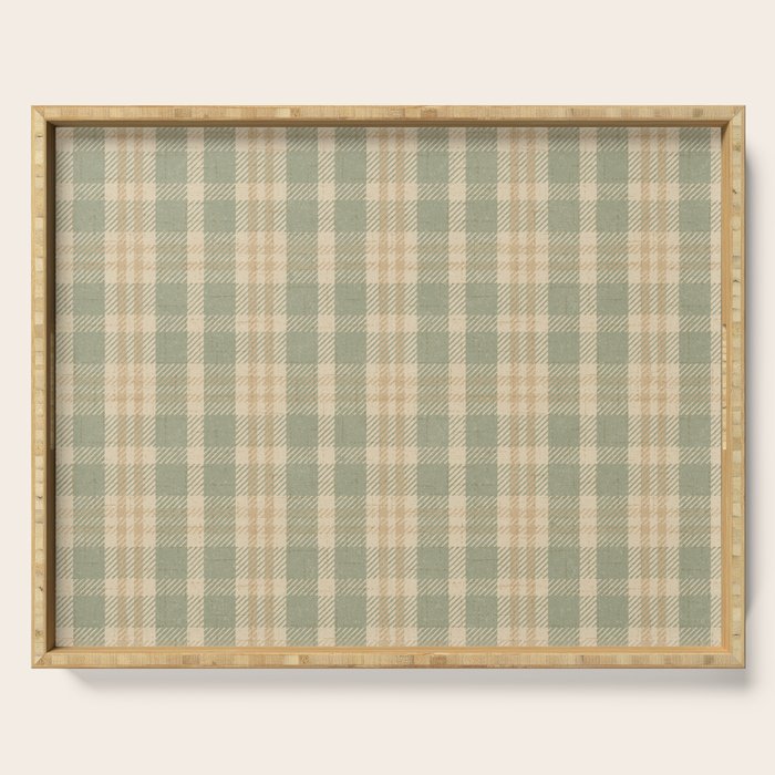 North Country Plaid - sage and light gold Serving Tray Gallery Image 1
