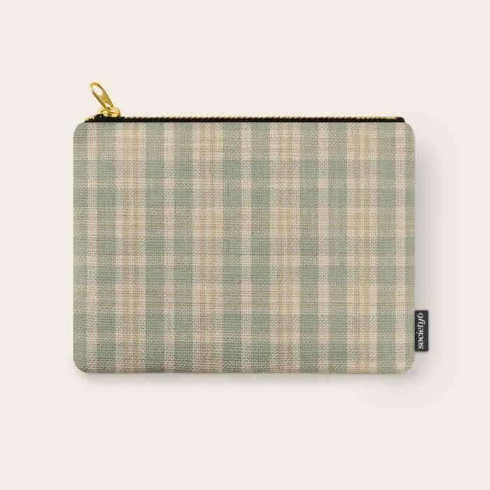 North Country Plaid - sage and light gold Carry All Pouch Gallery Image 1