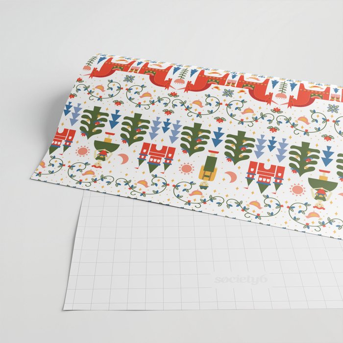Scandinavian Fairytale - Green + Red Wrapping Paper Gallery Image 2
