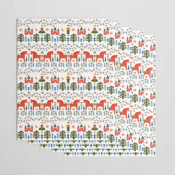 Scandinavian Fairytale - Green + Red Wrapping Paper Gallery Image 3