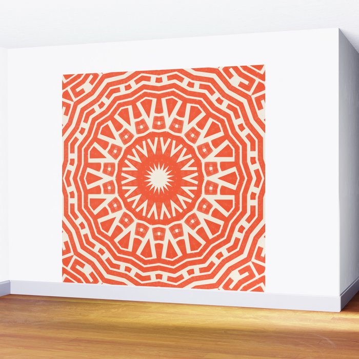 Red Sun Mandala Wall Mural Gallery Image 2
