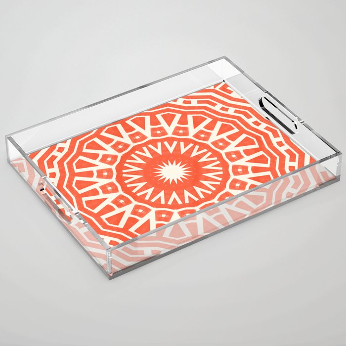 Red Sun Mandala Acrylic Tray Gallery Image 1