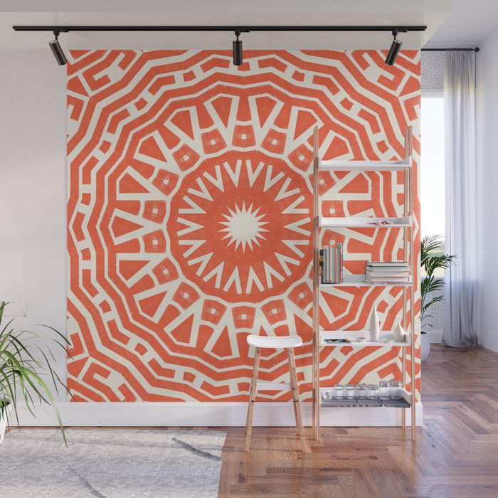 Red Sun Mandala Wall Mural Gallery Image 1