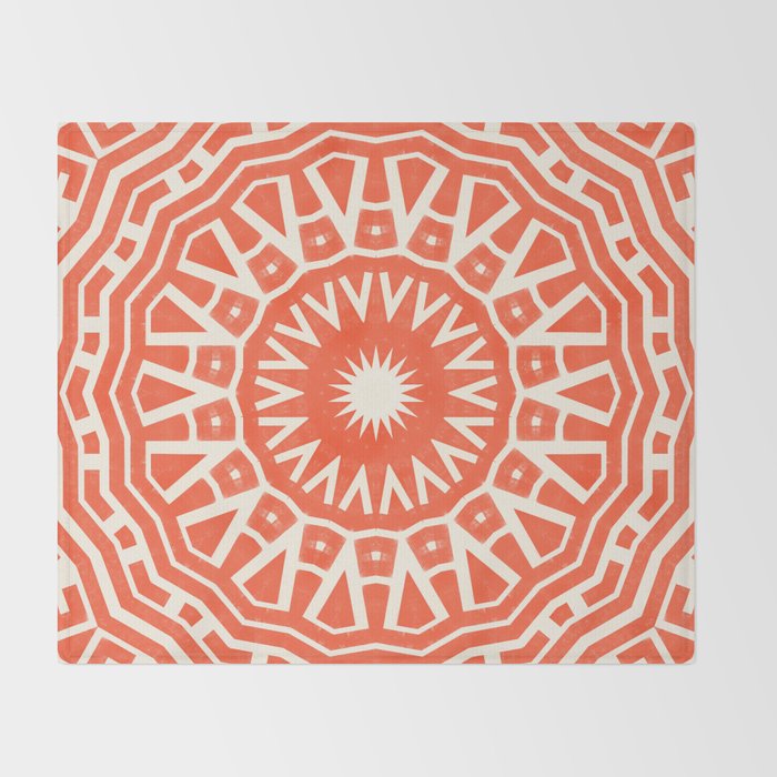 Red Sun Mandala Throw Blanket Gallery Image 2