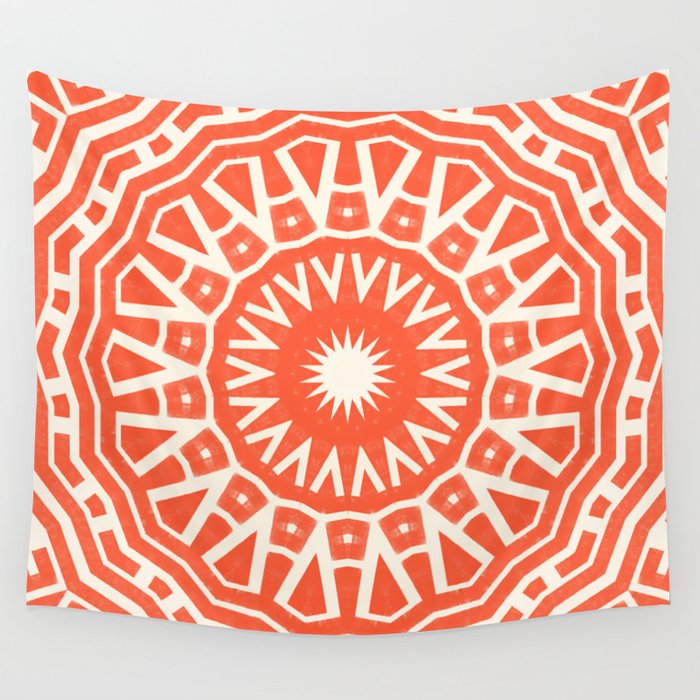 Red Sun Mandala Wall Tapestry Gallery Image 4