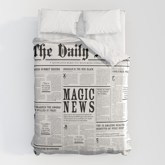 The Daily Mage Fantasy Newspaper Duvet Cover Gallery Image 1