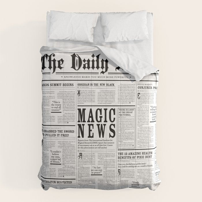 The Daily Mage Fantasy Newspaper Comforter Gallery Image 1