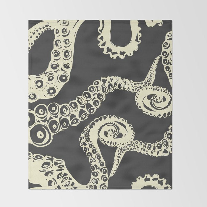 Vintage sea monster Throw Blanket Gallery Image 2