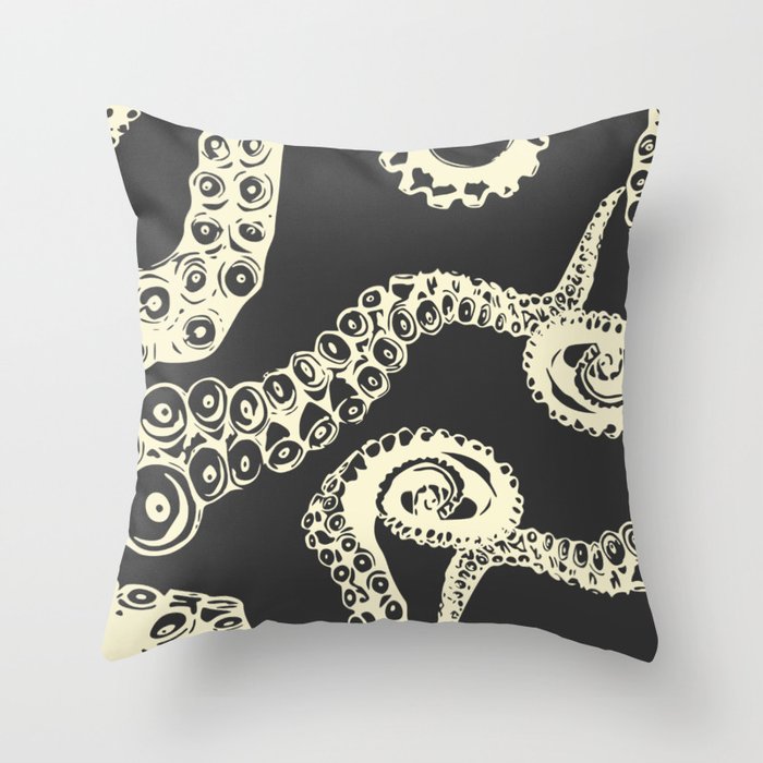 Vintage sea monster Throw Pillow Gallery Image 1