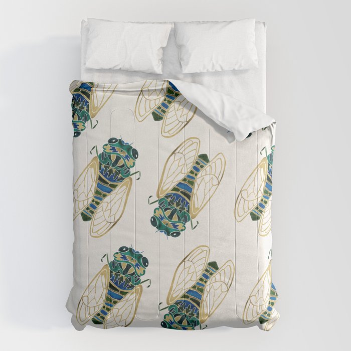 Green & Gold Cicada Comforter Gallery Image 6