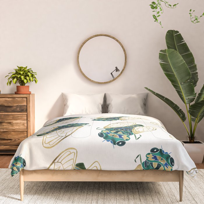 Green & Gold Cicada Comforter Gallery Image 3