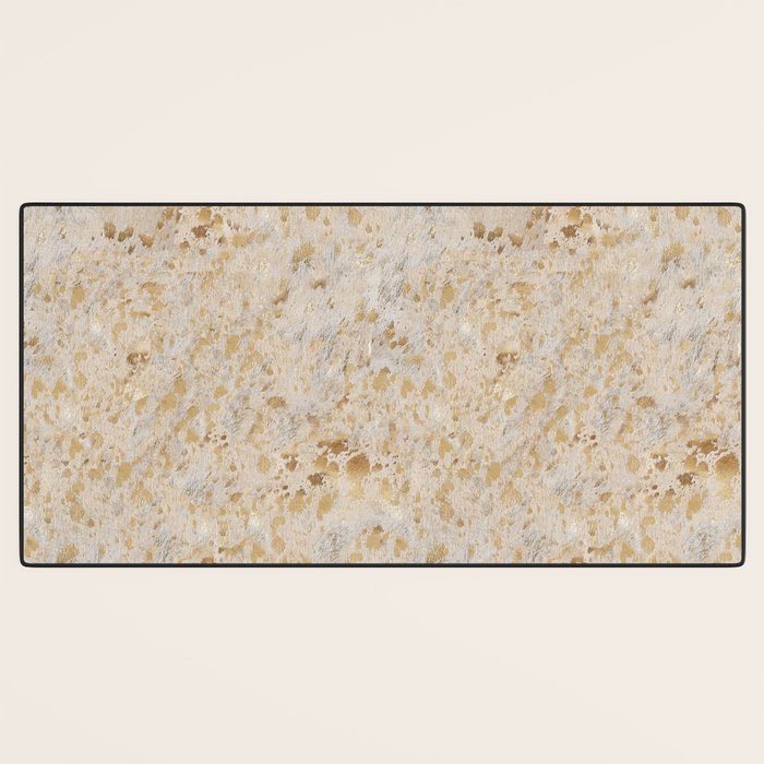 Gold cowhide Faux Cow Hide Metallic Print Desk Mat Gallery Image 3