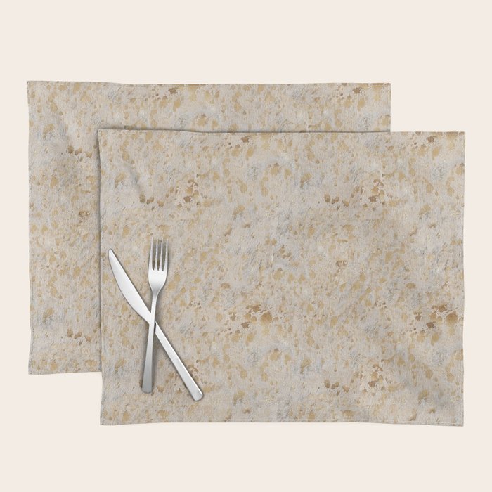 Gold cowhide Faux Cow Hide Metallic Print Placemat Gallery Image 1