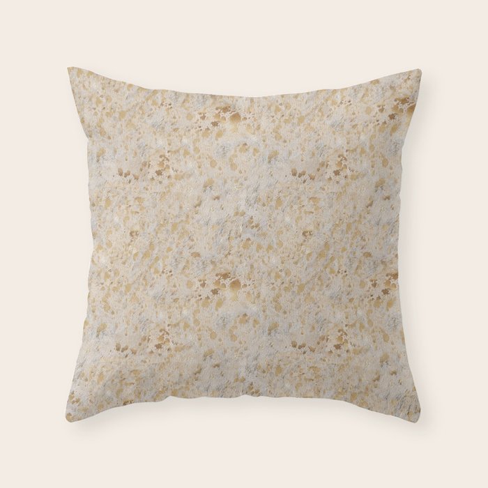 Gold cowhide Faux Cow Hide Metallic Print Throw Pillow Gallery Image 6